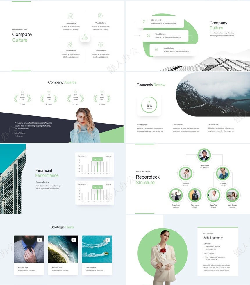 绿灰时尚商务风商业计划书项目策划工作汇报PPT模板