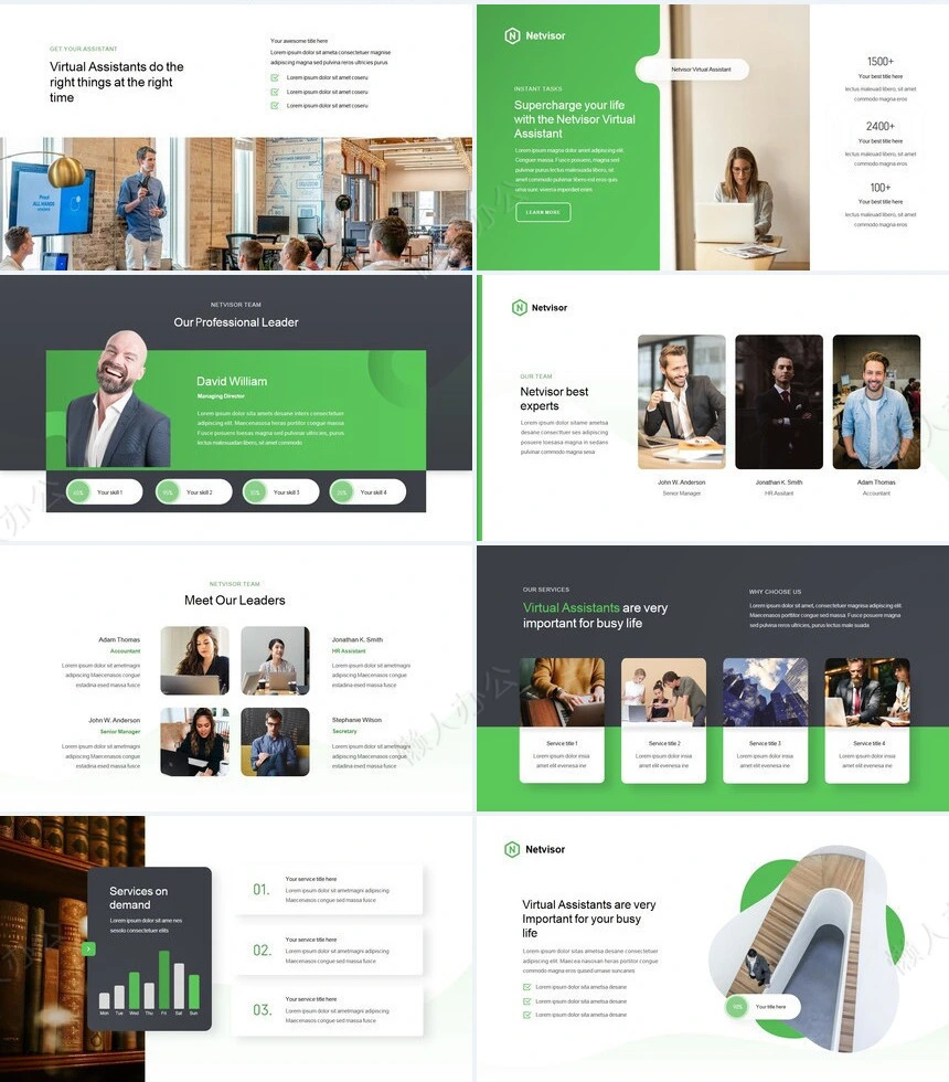 绿灰高级色调公司宣传项目策划PPT模板