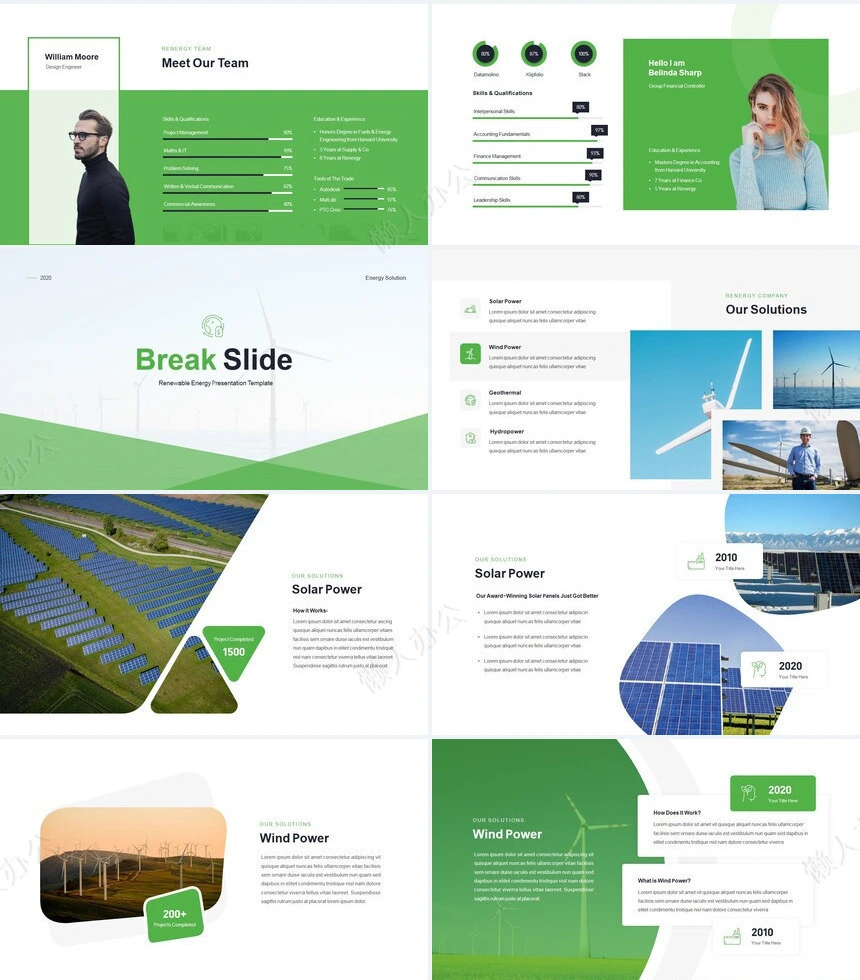 绿色新能源风能大风车商务风医疗通用PPT模板