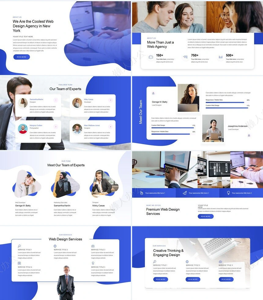 蓝色欧美商务风项目策划广告设计PPT模板