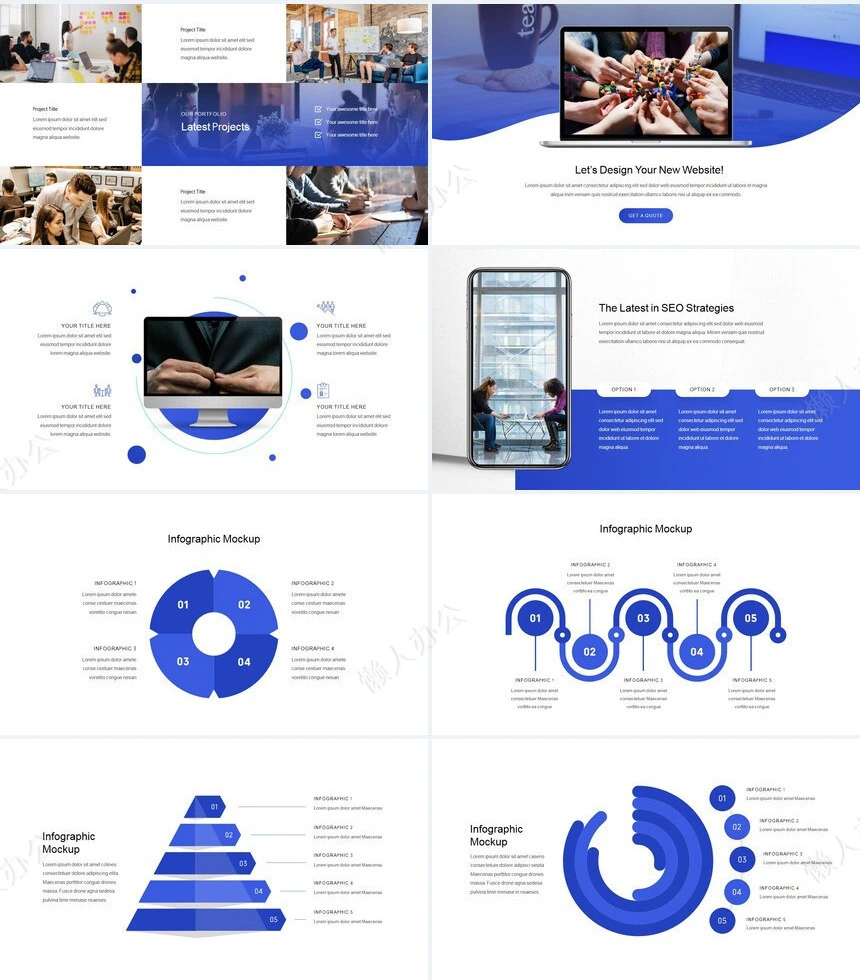 蓝色欧美商务风项目策划广告设计PPT模板