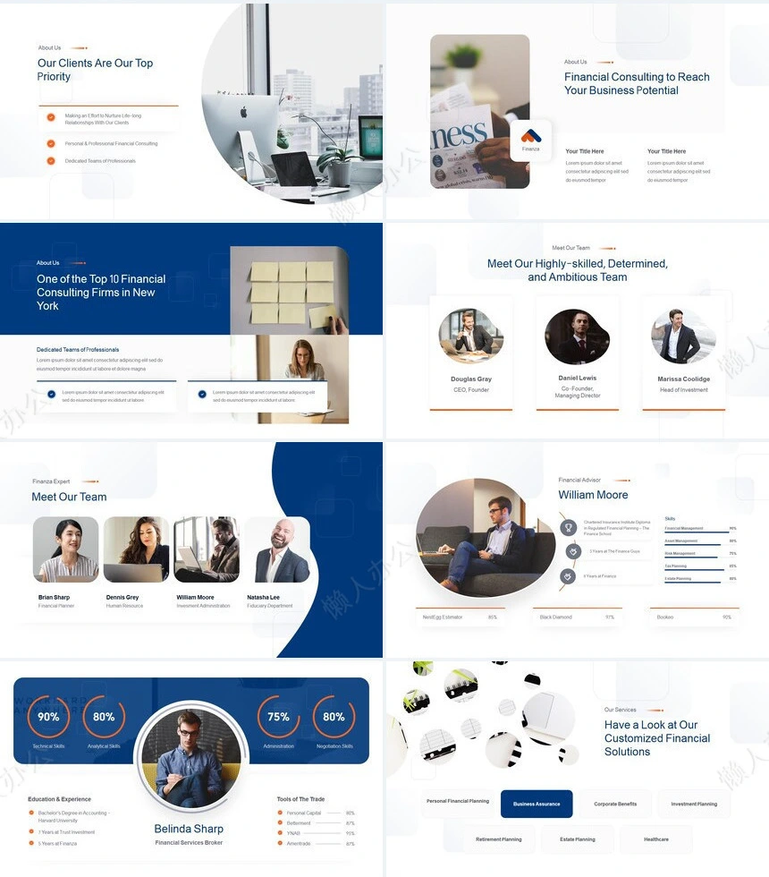 高级时尚感橙蓝色公司简介商业计划书PPT模板