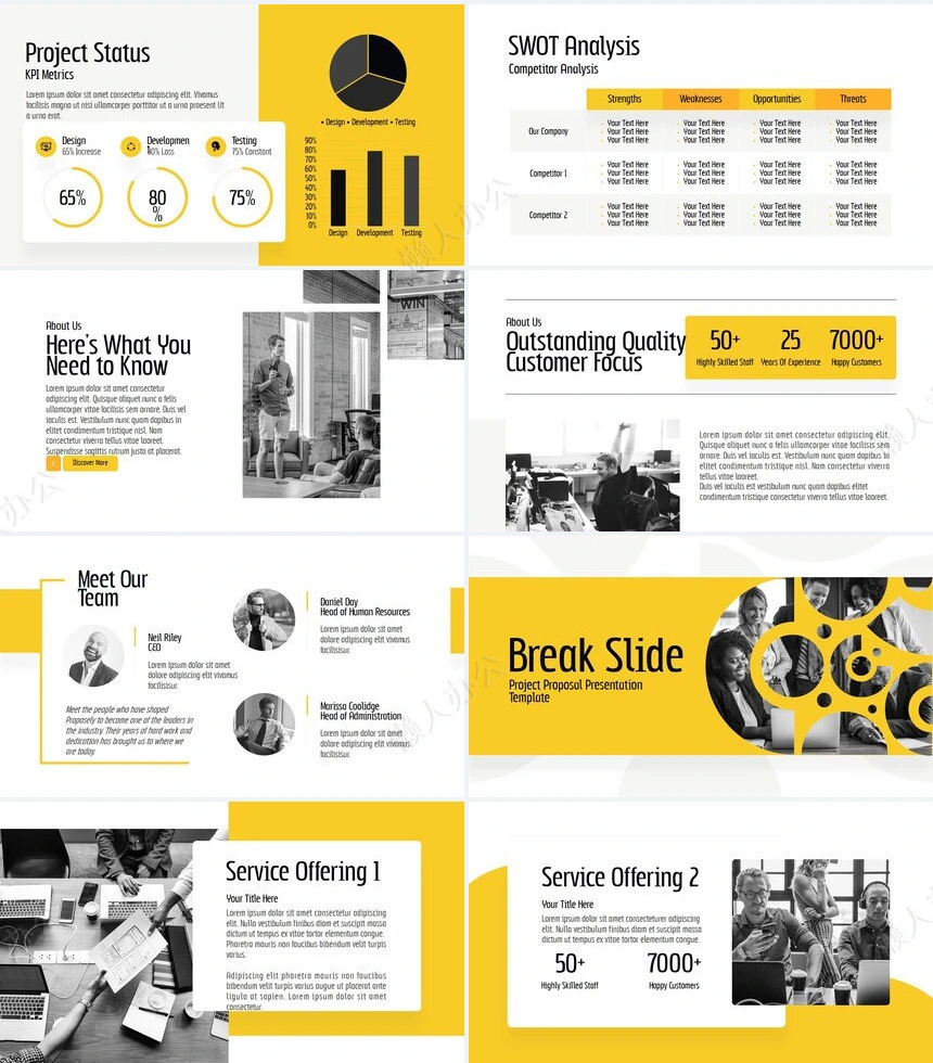 黄灰商务风产品介绍项目策划书通用PPT模板