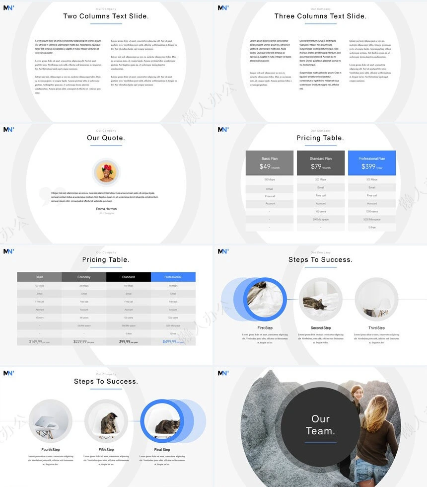 圆形酷炫设计艺术风通用PPT模板