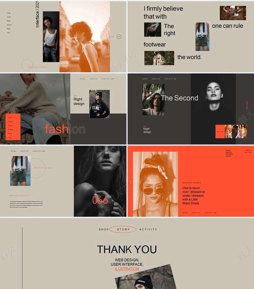 时尚艺术杂志风影视个人写真PPT模板