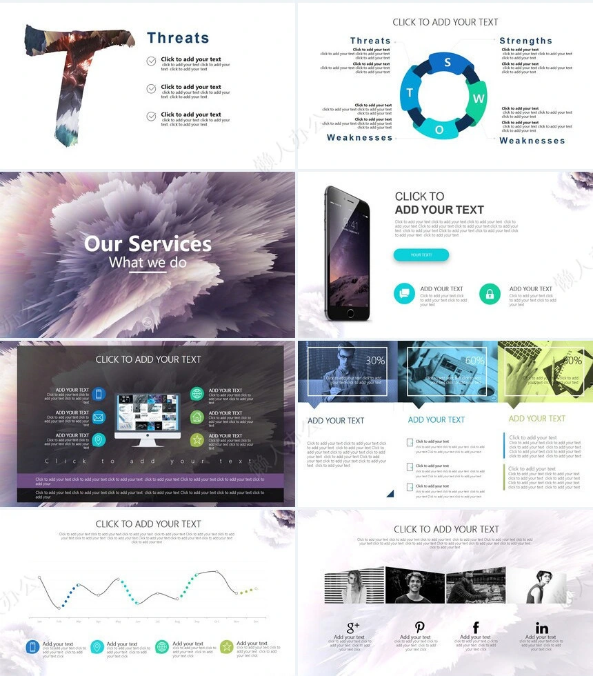 时尚艺术爆炸花电子科技产品通用PPT模板