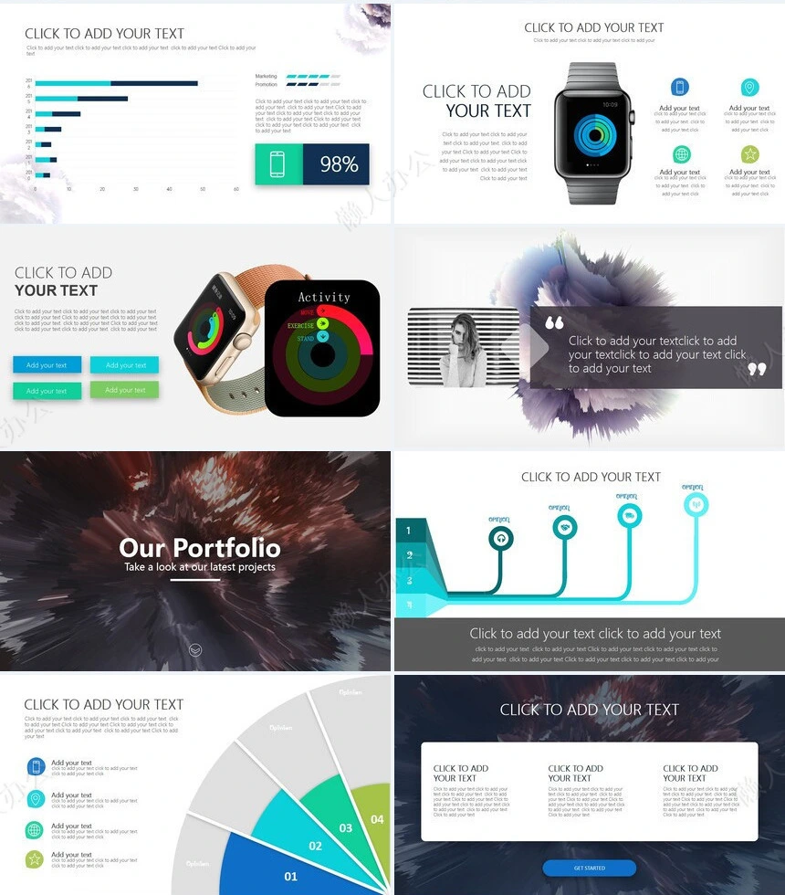 时尚艺术爆炸花电子科技产品通用PPT模板