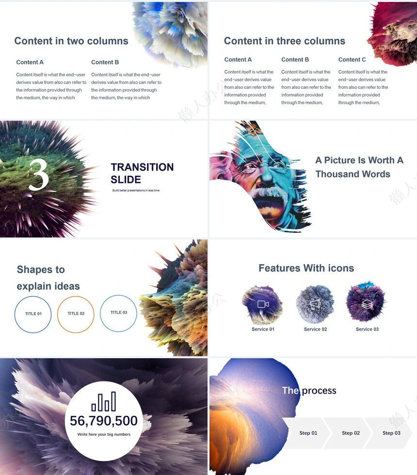 时尚艺术爆炸花通用PPT模板