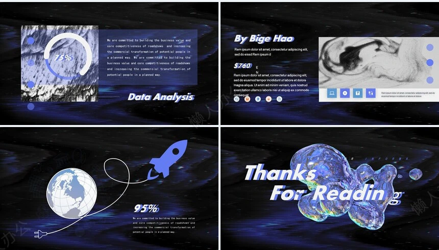 暗紫色酷炫艺术风PPT模板