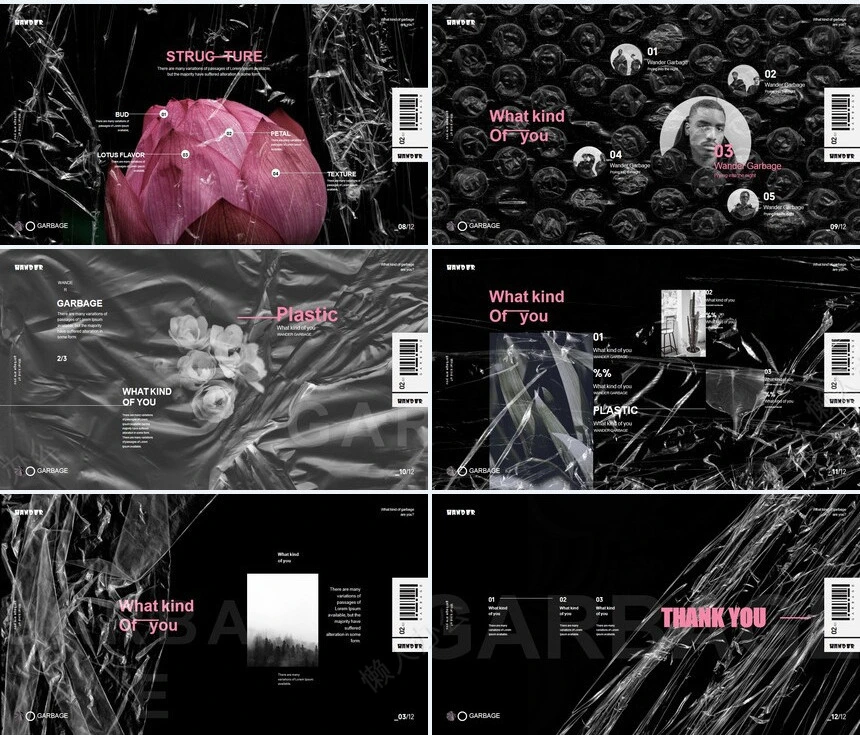 粉色酷黑艺术风PPT模板