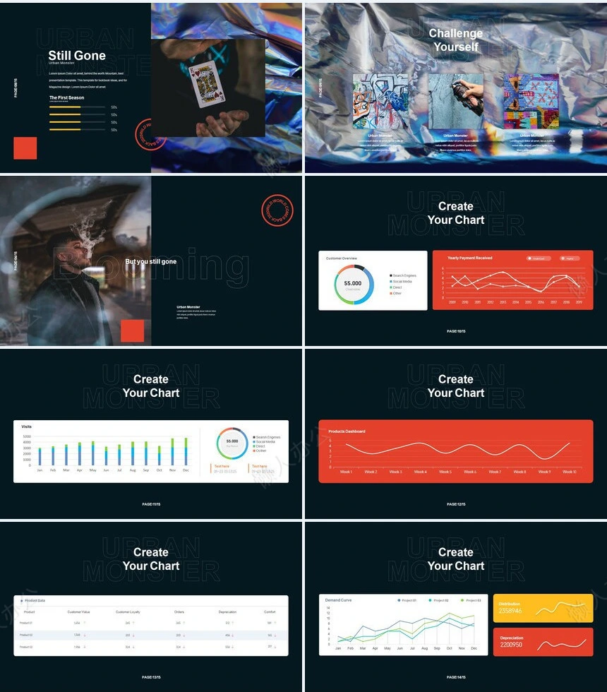 酷炫艺术风PPT模板