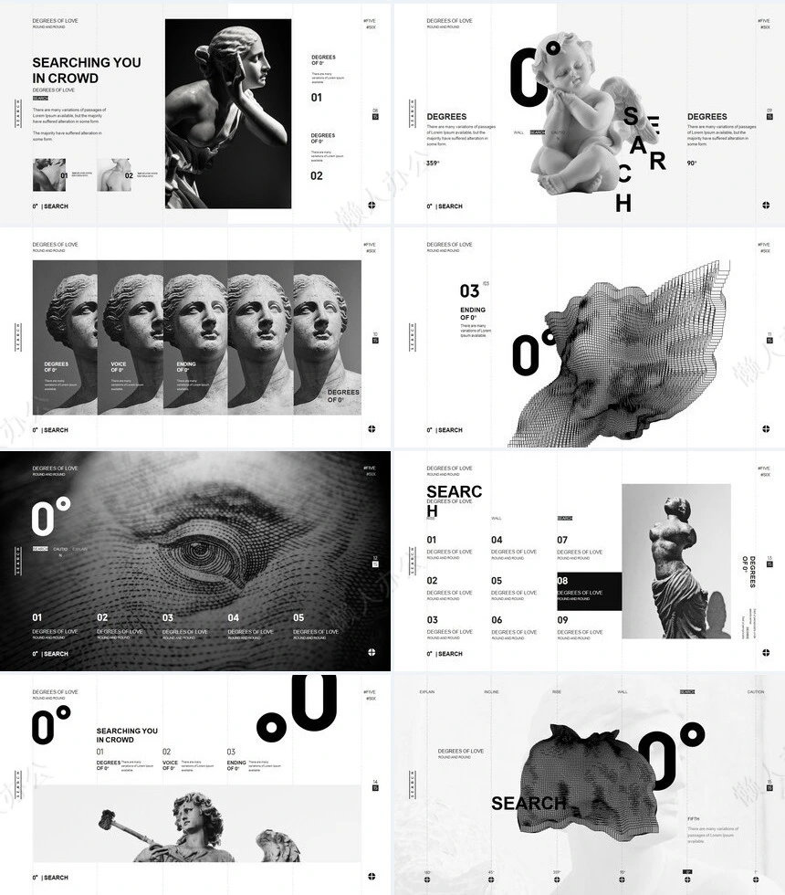 雕像艺术风杂志通用PPT模板