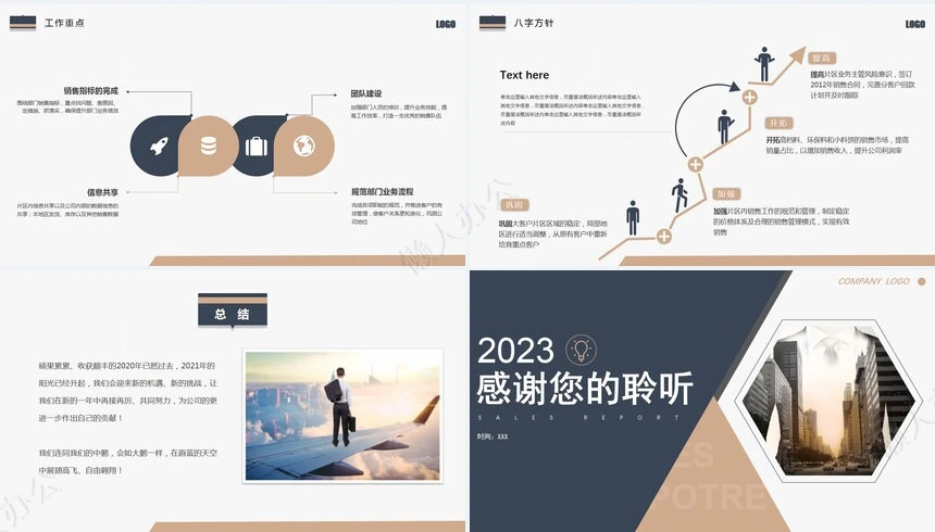 高端稳重商务报告销售述职报告PPT模板