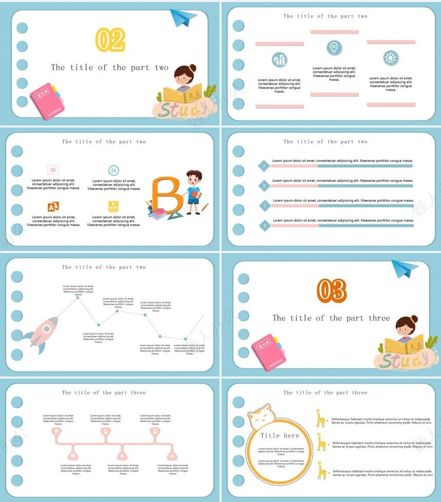 卡通儿童学习英语PPT模板