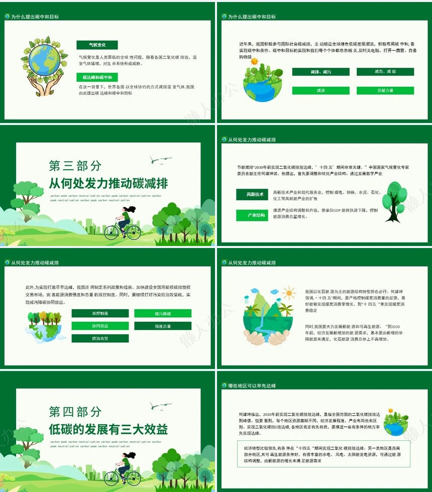 碳达峰碳中和科普低碳环保低碳生活节能减排绿色健康动态PPT