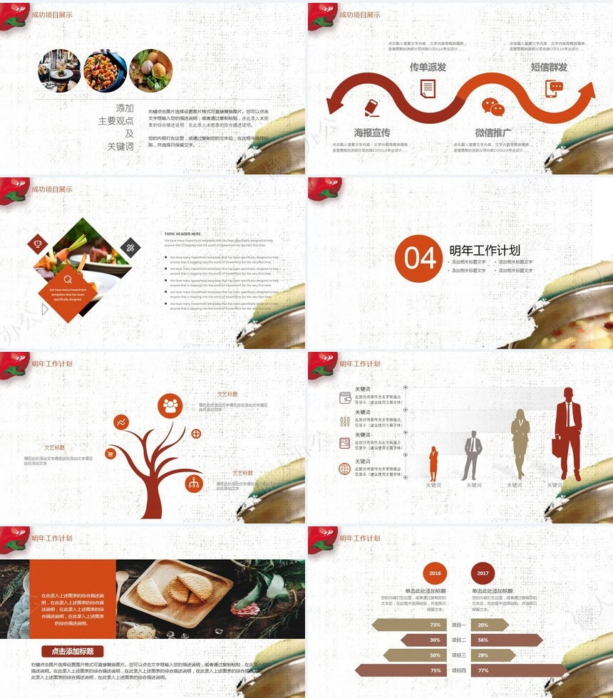 餐饮火锅美食工作总结通用PPT模板