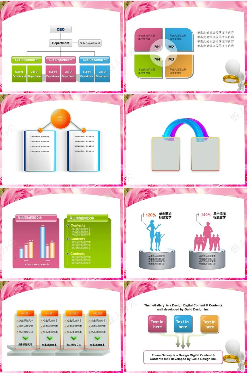 粉色浪漫温馨情人节幻灯片PPT模板