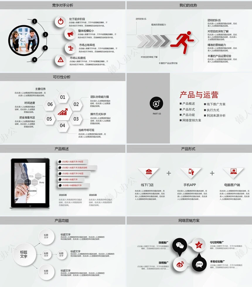创业项目计划书通用PPT模板框架完整PPT模板适用投资合作公司介绍企业宣传
