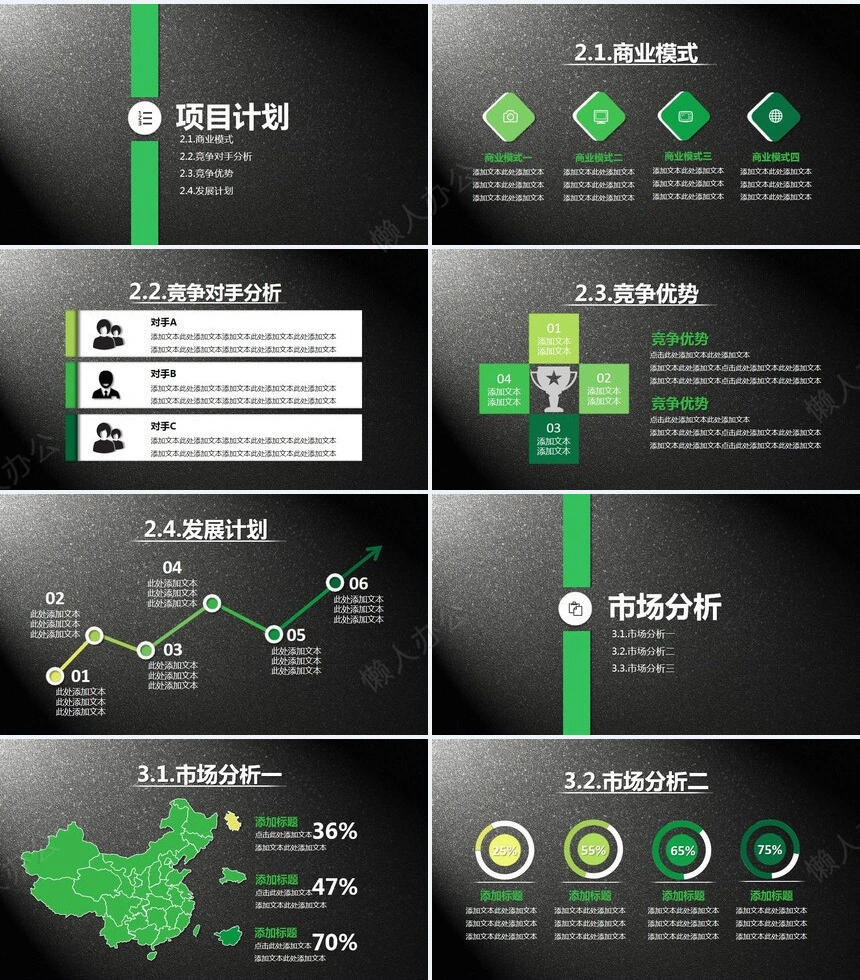 框架完整的商业项目计划书通用PPT模板