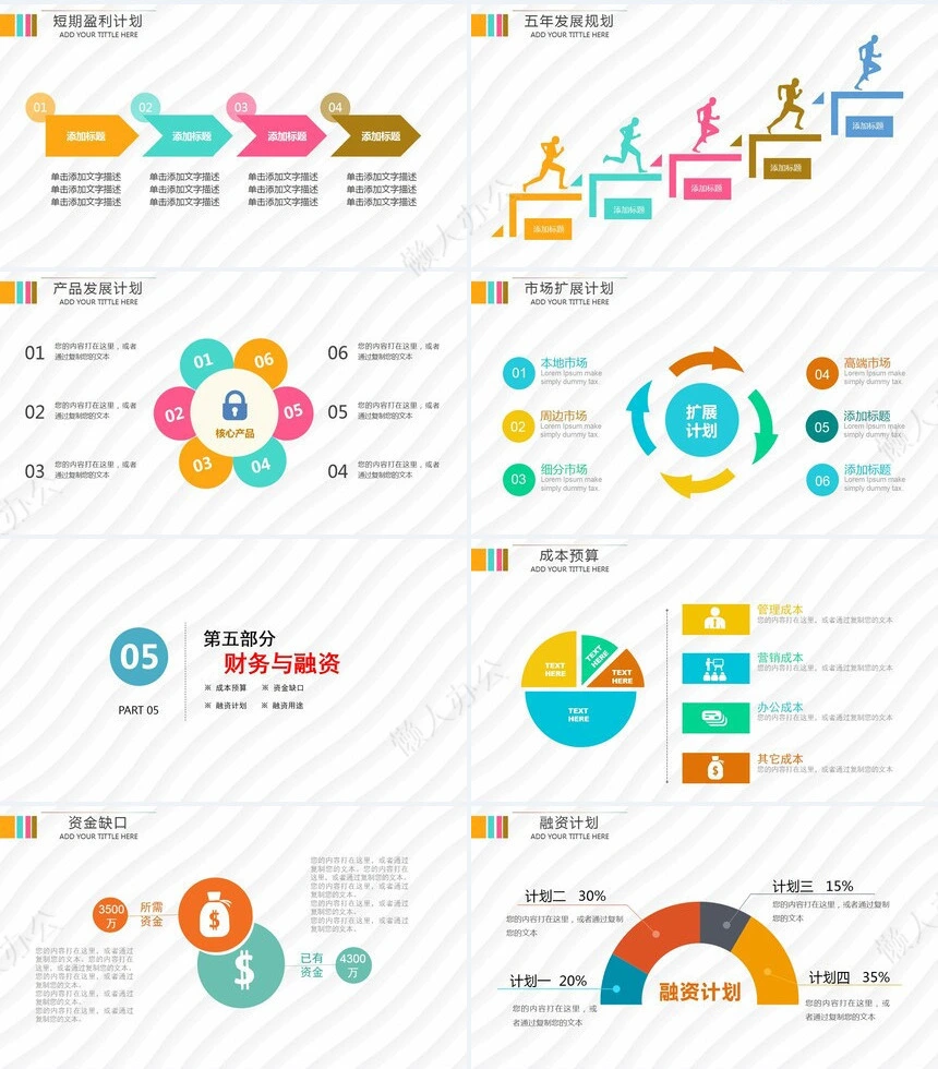 简约创业融资计划书通用PPT模板