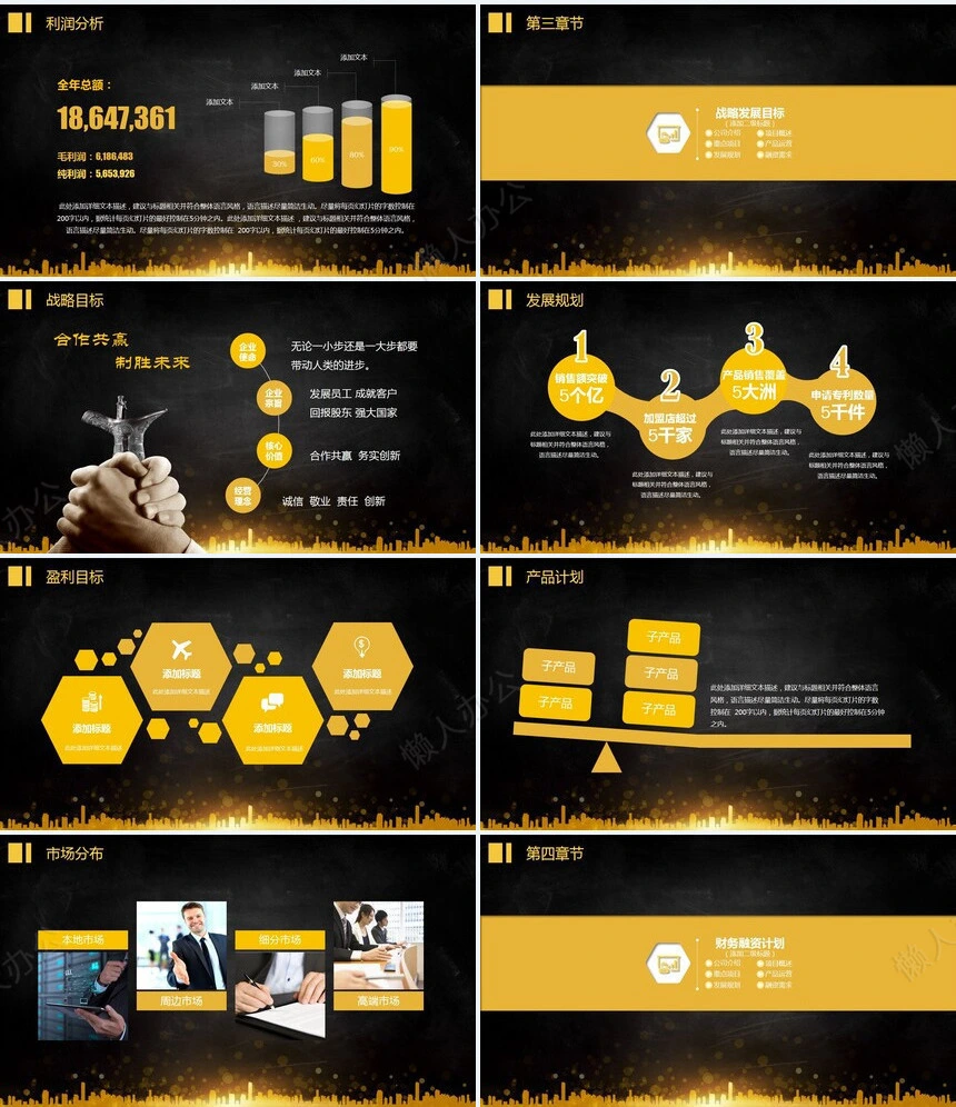 高楼大厦背景图公司宣传产品发布商业融资提案手册通用PPT模板