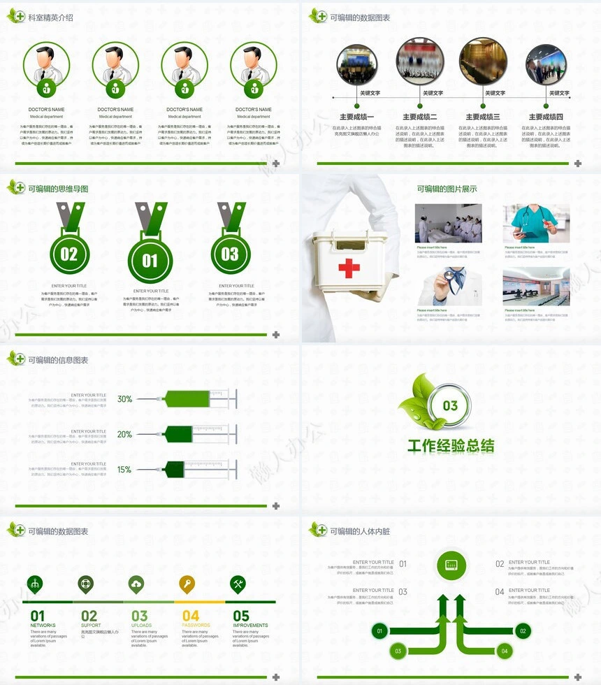 医院年度季度工作总结报告通用PPT模板设计