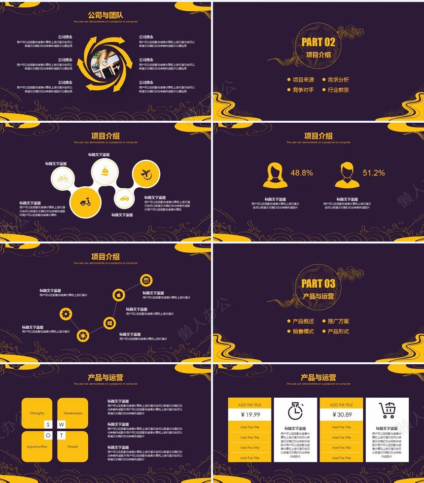 祥云中国风公司简介商业计划书通用PPT模板