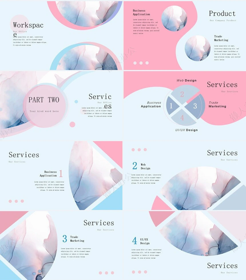 漂亮飘渺手绘水彩通用PPT模板