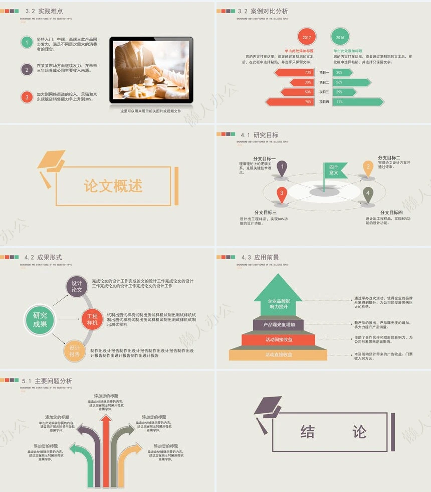 多彩复古论文答辩PPT模板