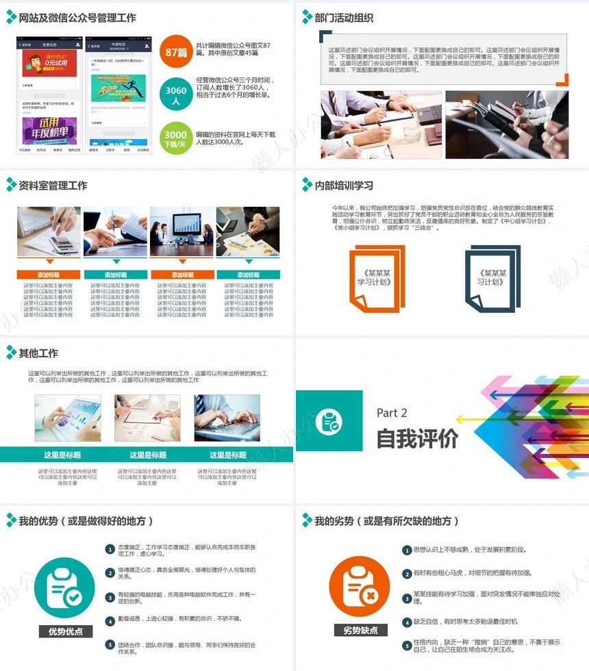 个人述职报告PPT模板转正述职干部述职框架文字内容完整