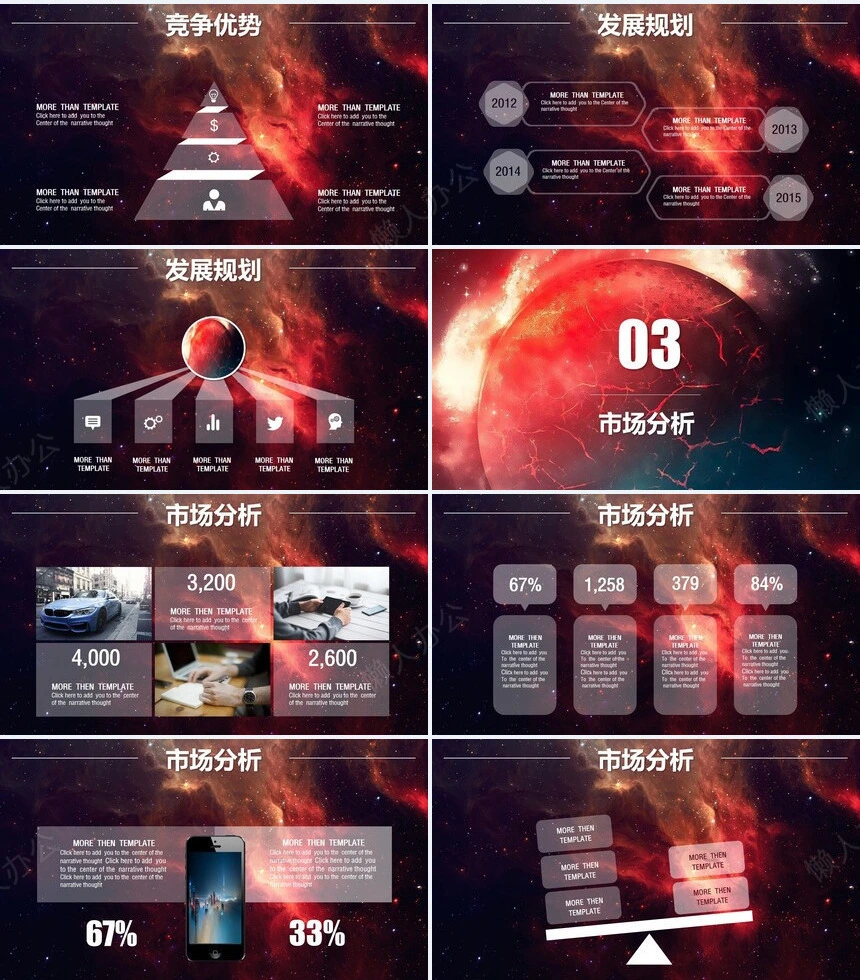 地球背景炫酷商业计划书通用PPT模板