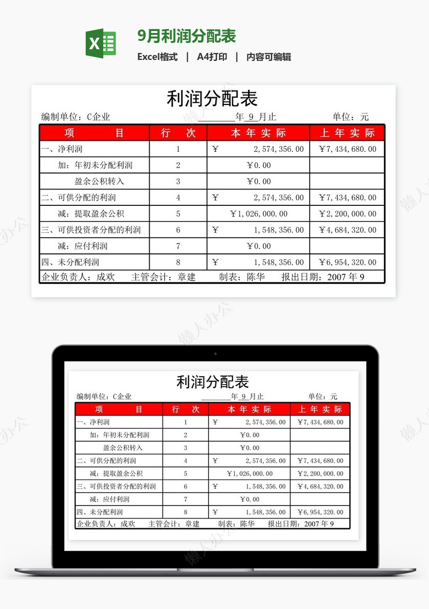 9月利润分配表免费下载_懒人办公