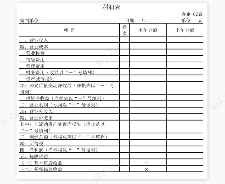 企业公司单位会计用表