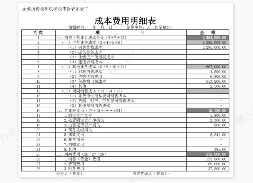 企业所得税年度纳税申报表