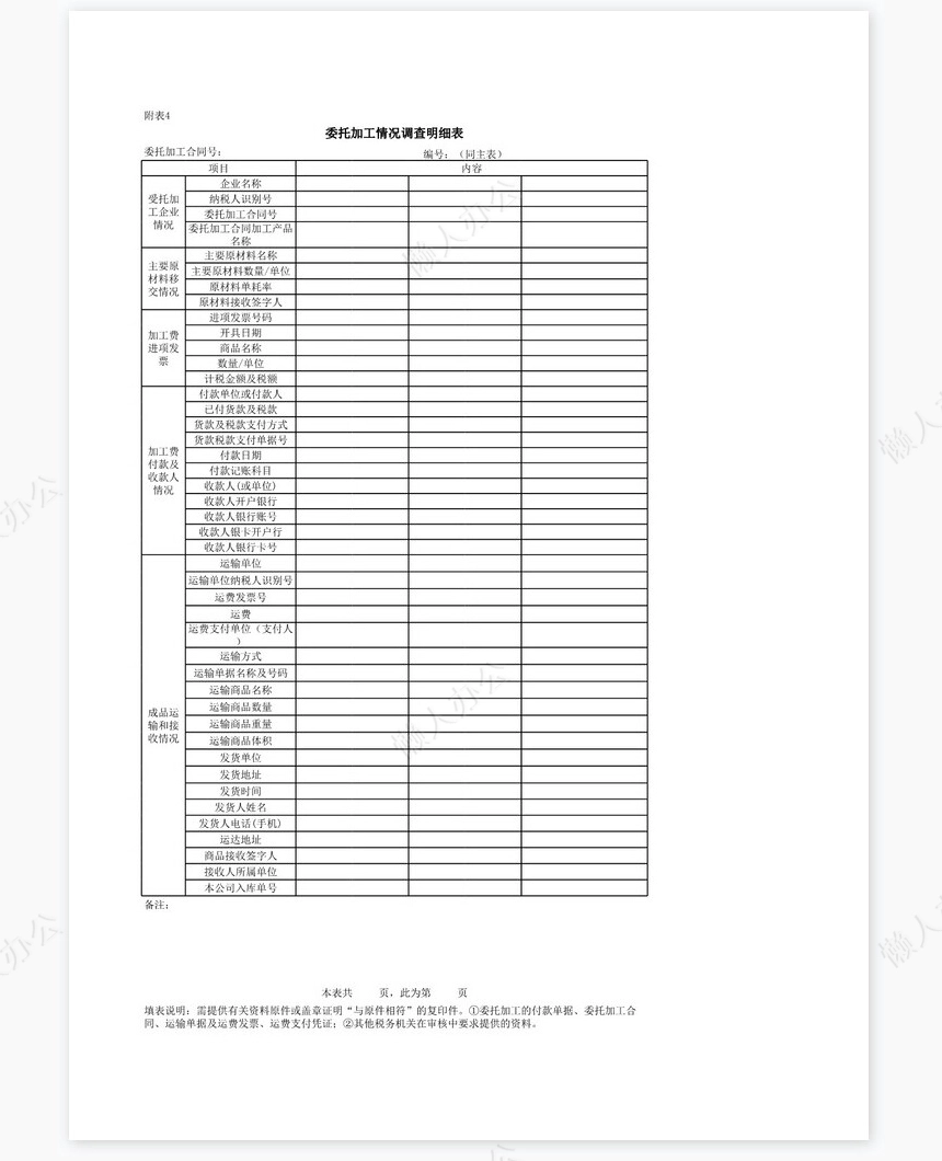 供货企业自查表