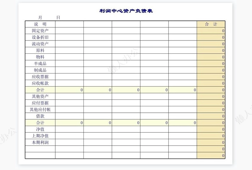 利润中心往来表