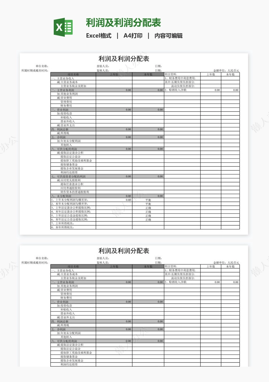 利润及利润分配表