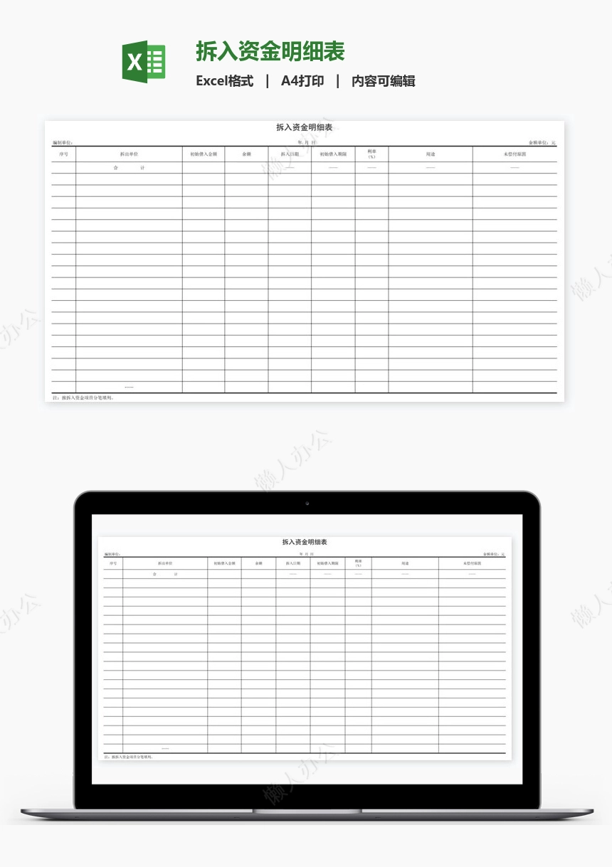 拆入资金明细表