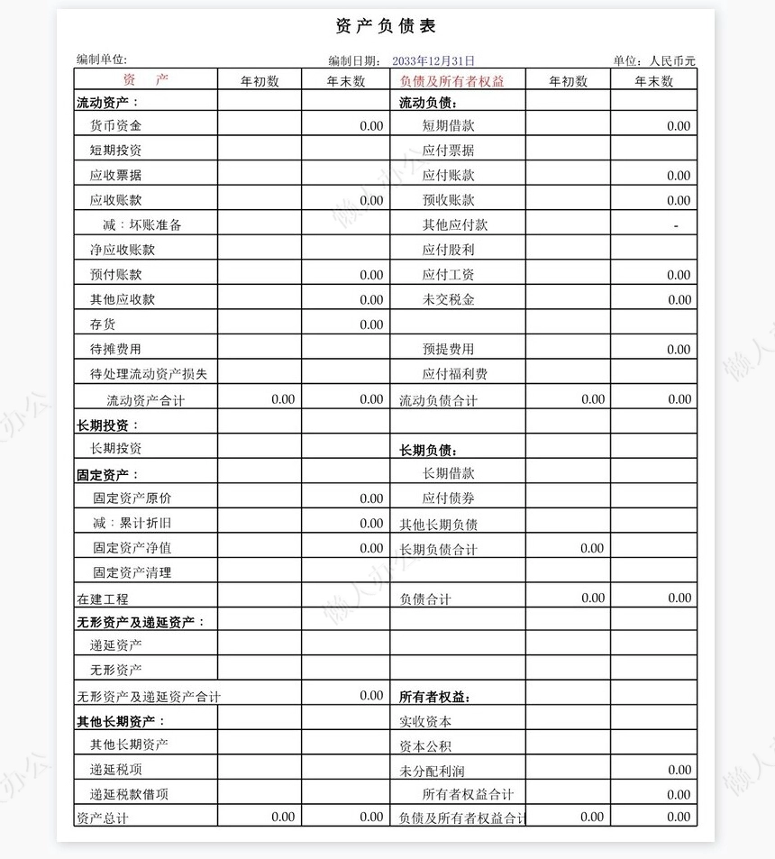 自动计算财务报表
