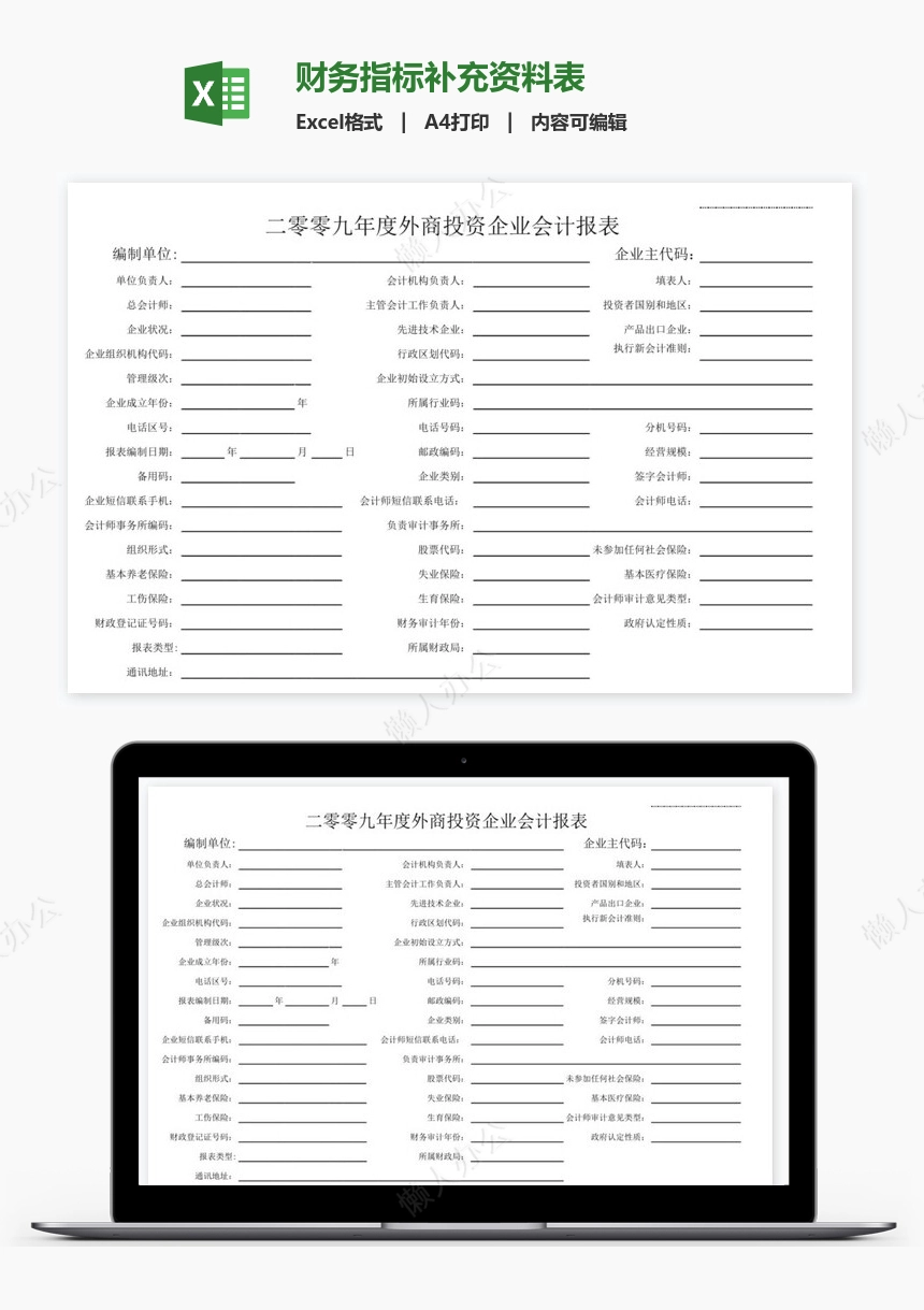 财务指标补充资料表