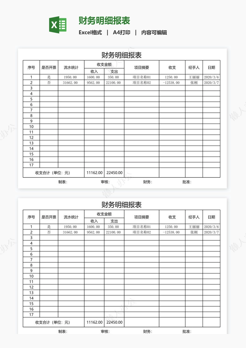 财务明细报表