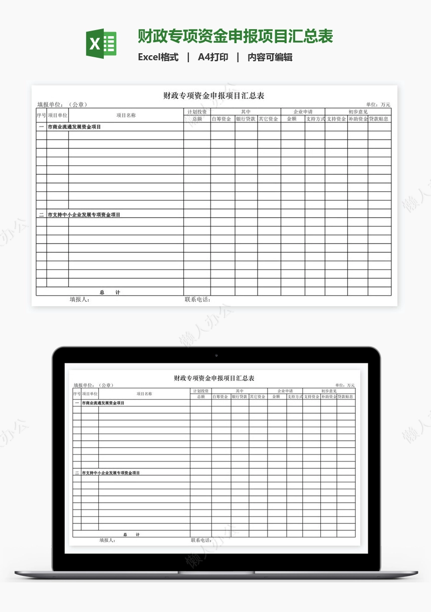 财政专项资金申报项目汇总表