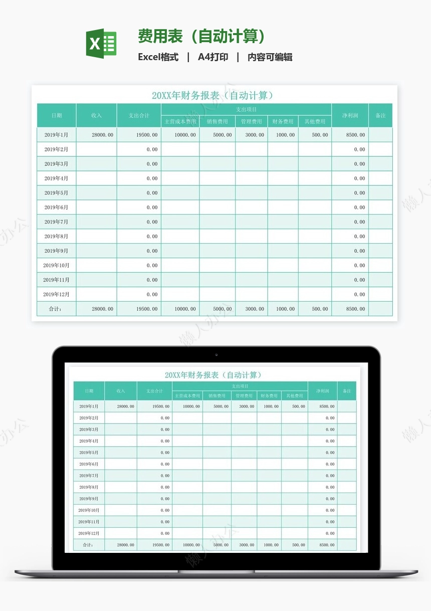 费用表（自动计算）