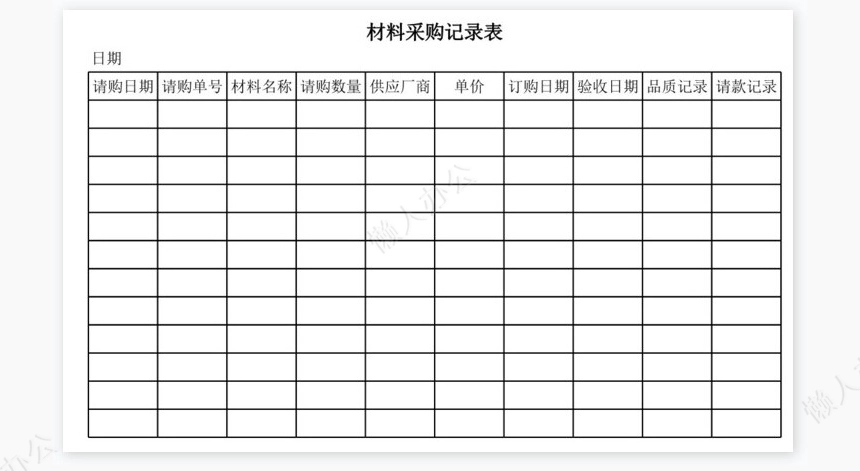 材料采购记录表