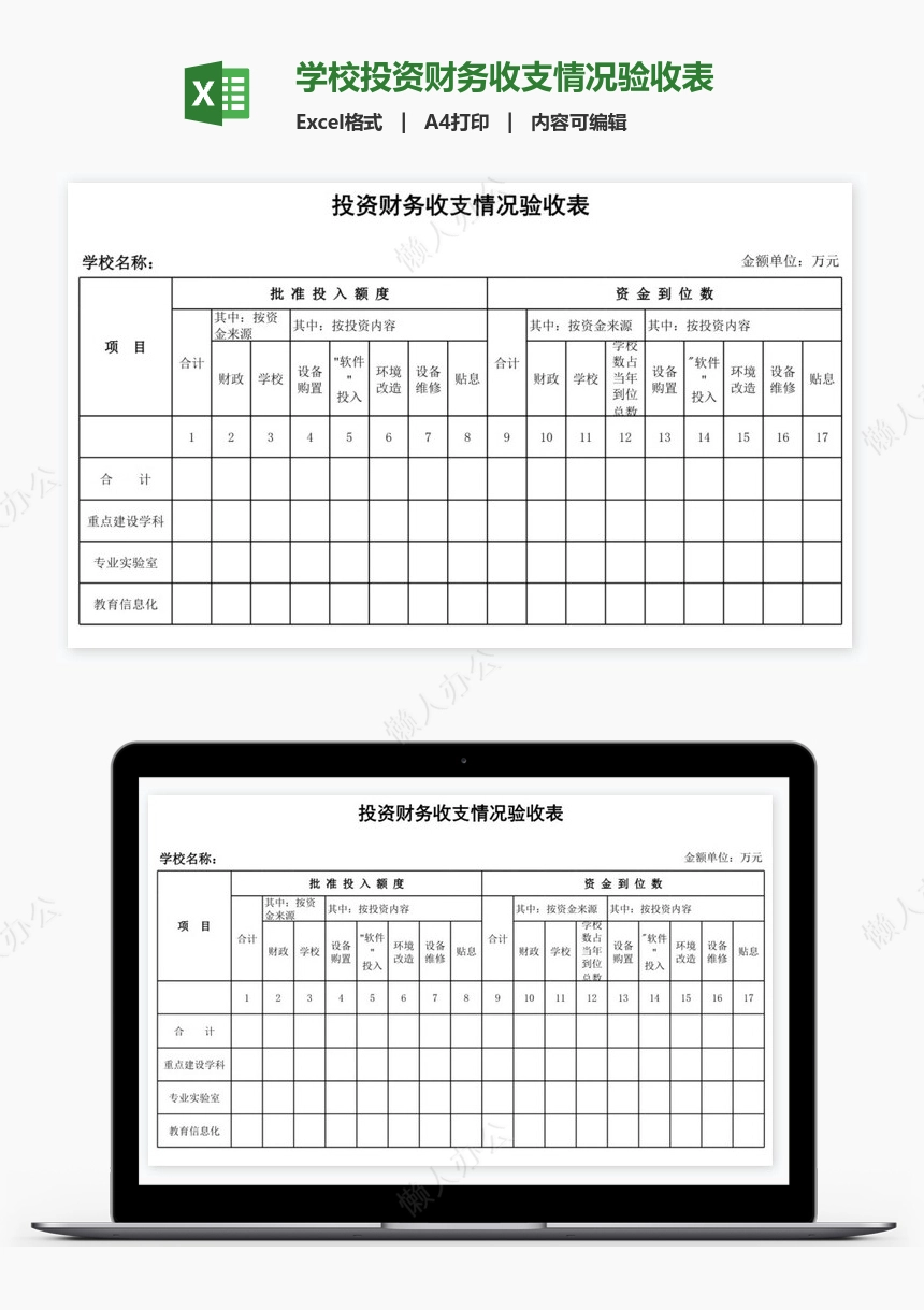 学校投资财务收支情况验收表