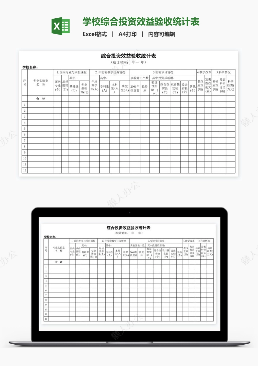 学校综合投资效益验收统计表