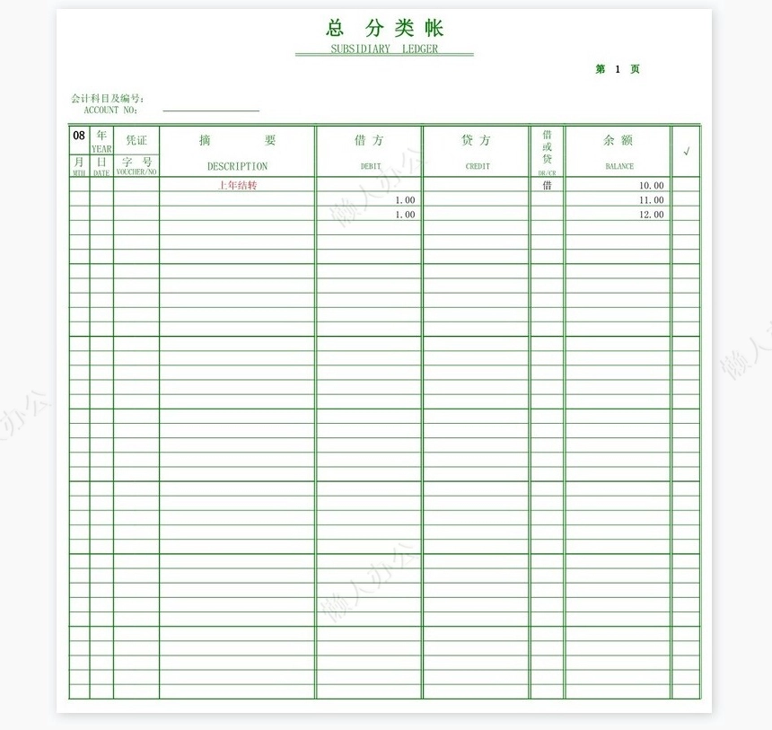 总分类账明细分类账原材料物资进销存