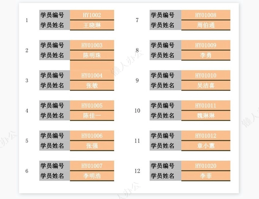 参与培训人员的胸卡
