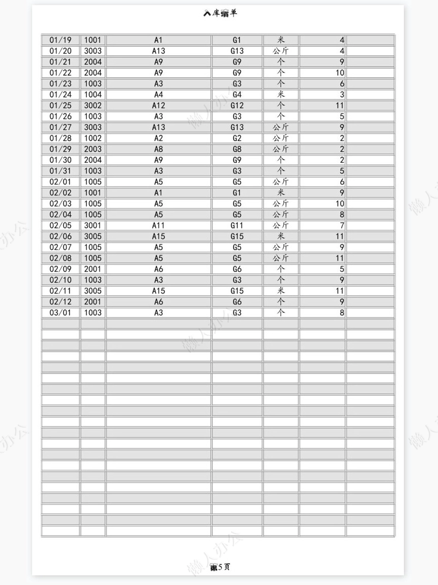 原材料出入库统计