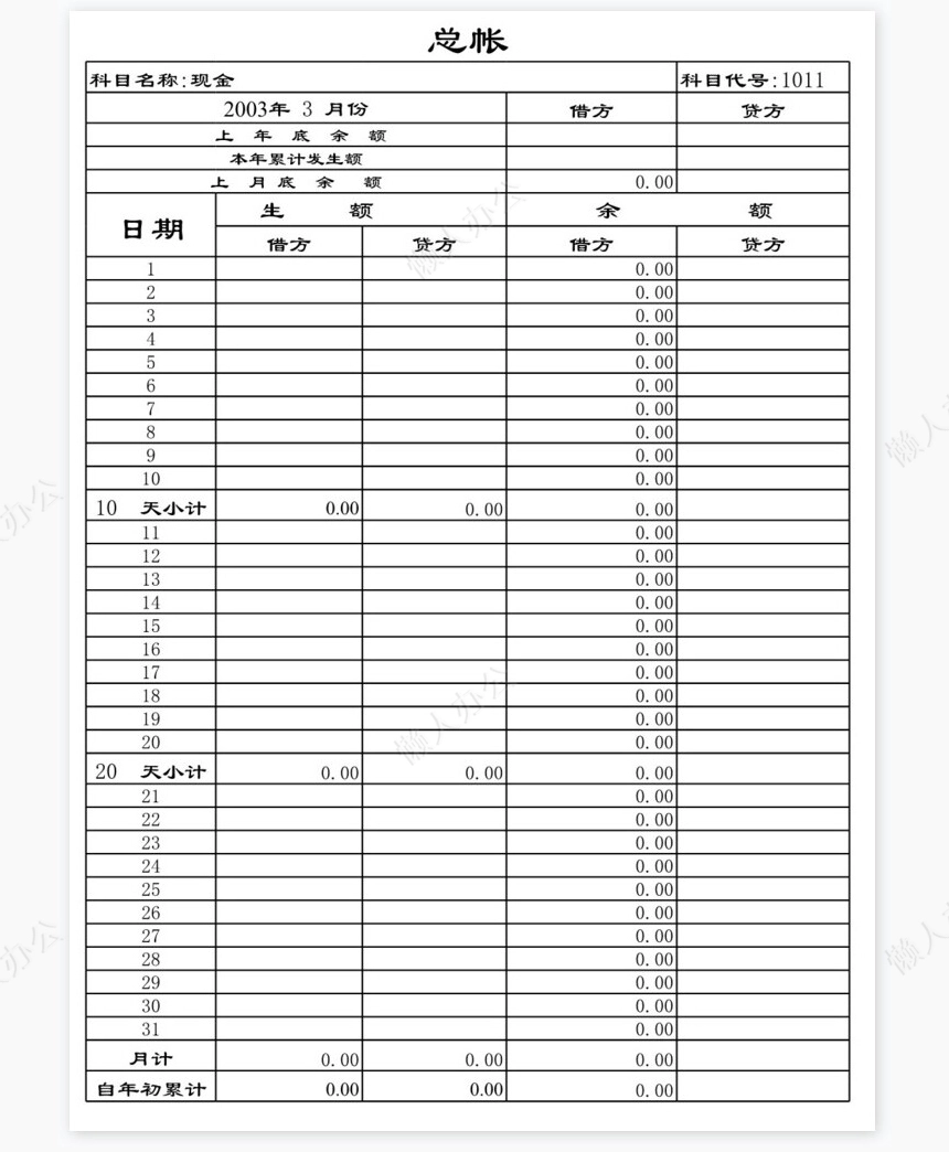 总帐模板